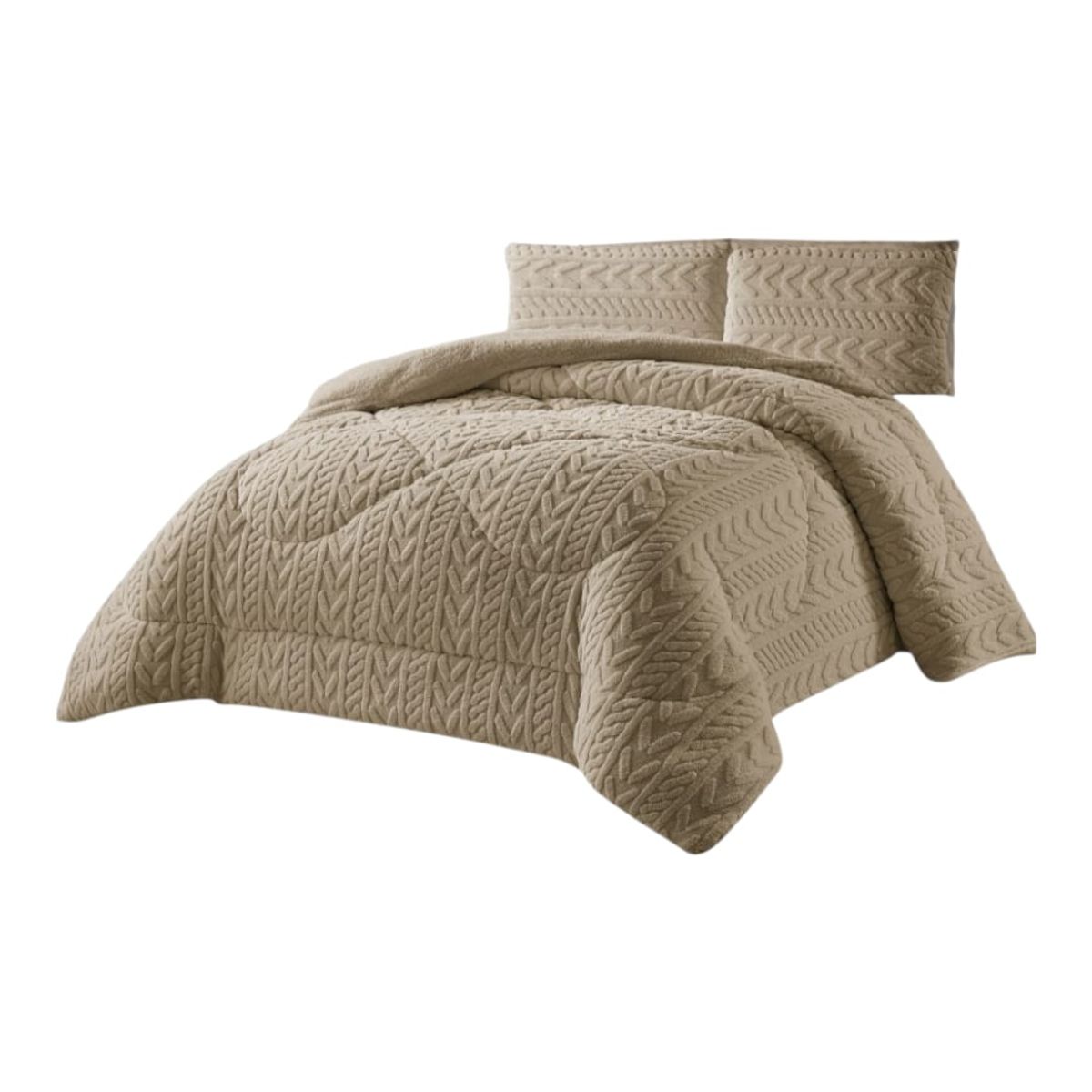 GENERICO - Cubrecama de invierno trenzado con chiporro 1.5 plazas modelo TF RM07