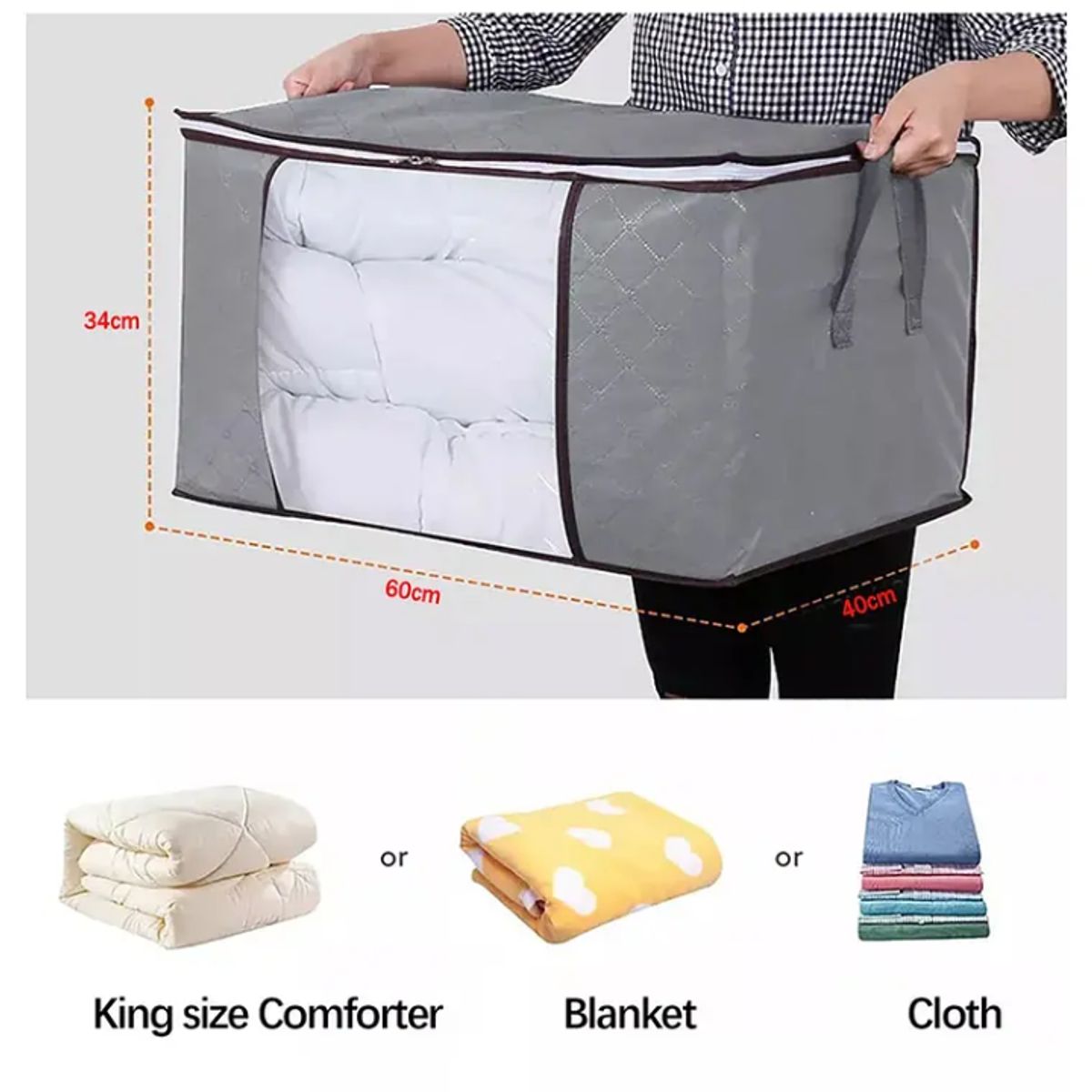 GENERICO - Pack 3 Bolsas Organizador Almacenamiento De Ropa / Mantas