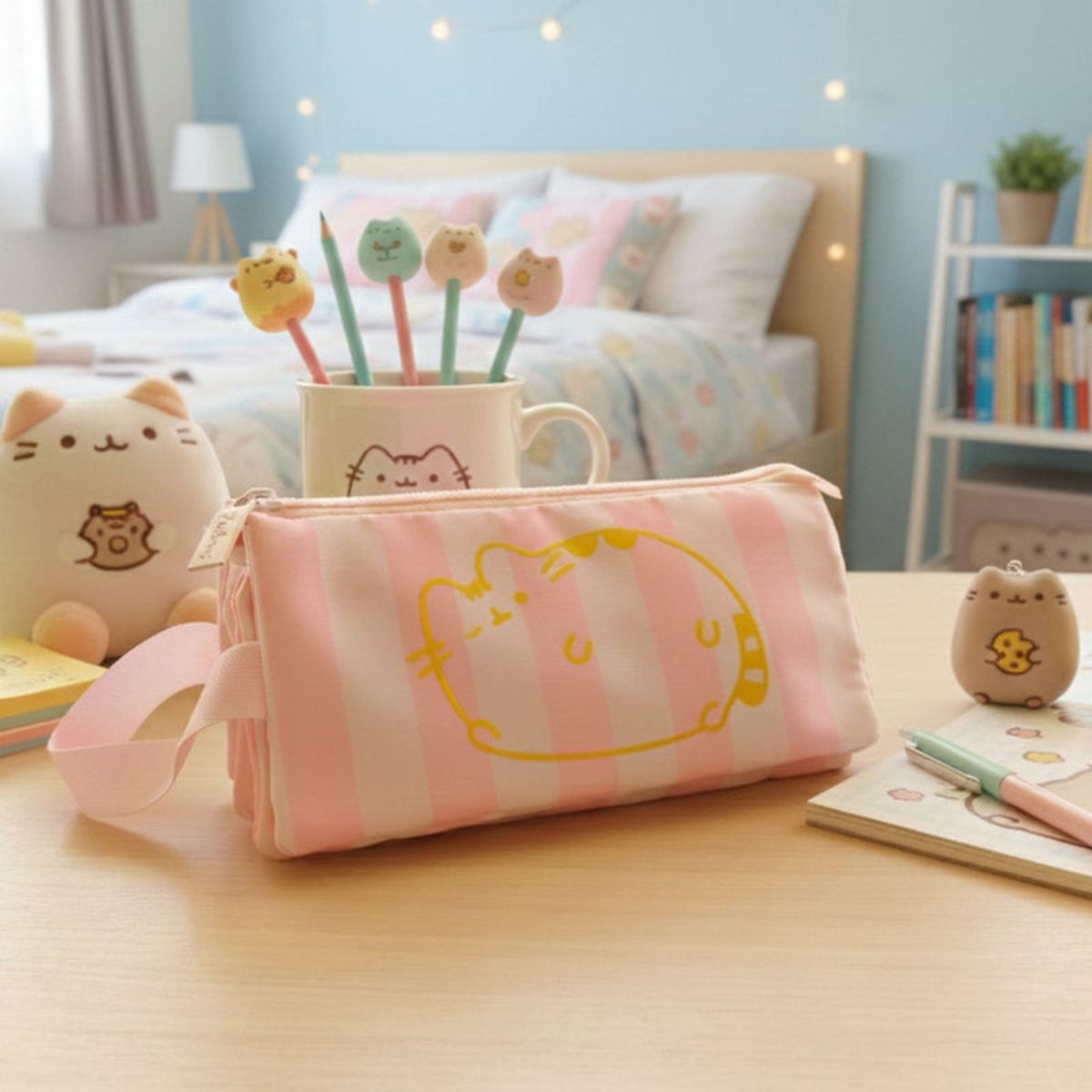 MOOVING - ESTUCHE ESCOLAR CUADRUPLE MOOVING PUSHEEN ROSADO