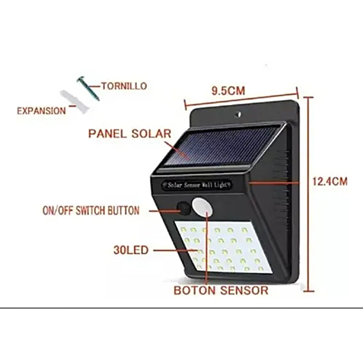 GENERICO - Panel Solar Con Sensor De Movimiento 5w 6000K