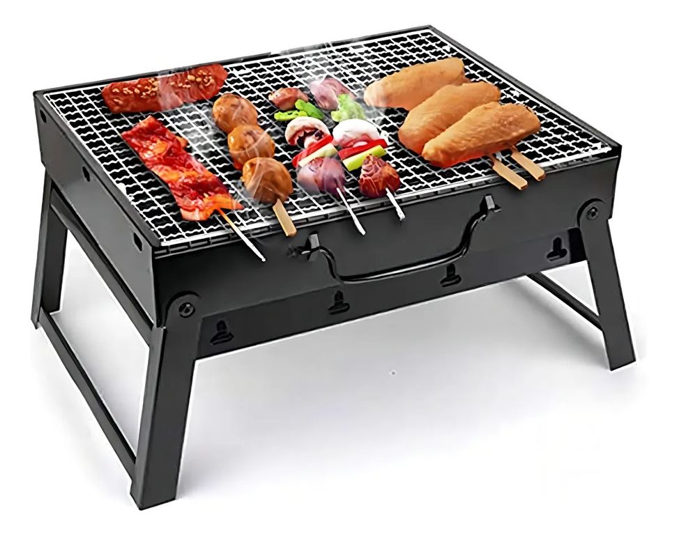 GENERICO Asador Parrilla Plegable Portátil Camping Carbon Color Negro