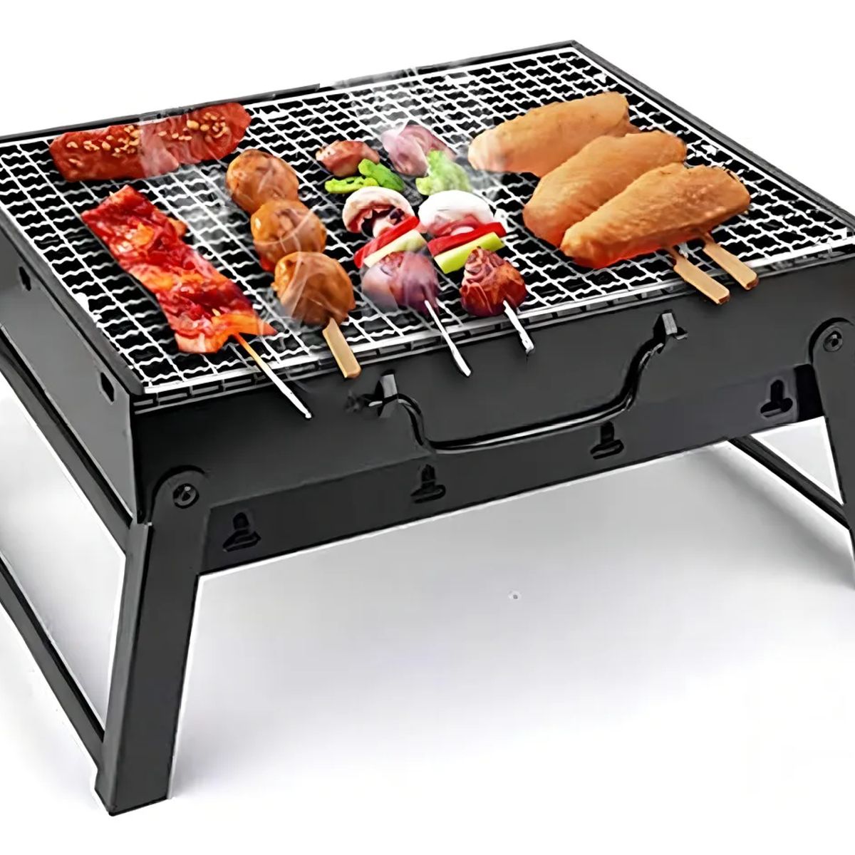 GENERICO - Asador Parrilla Plegable Portátil Camping Carbon Color Negro