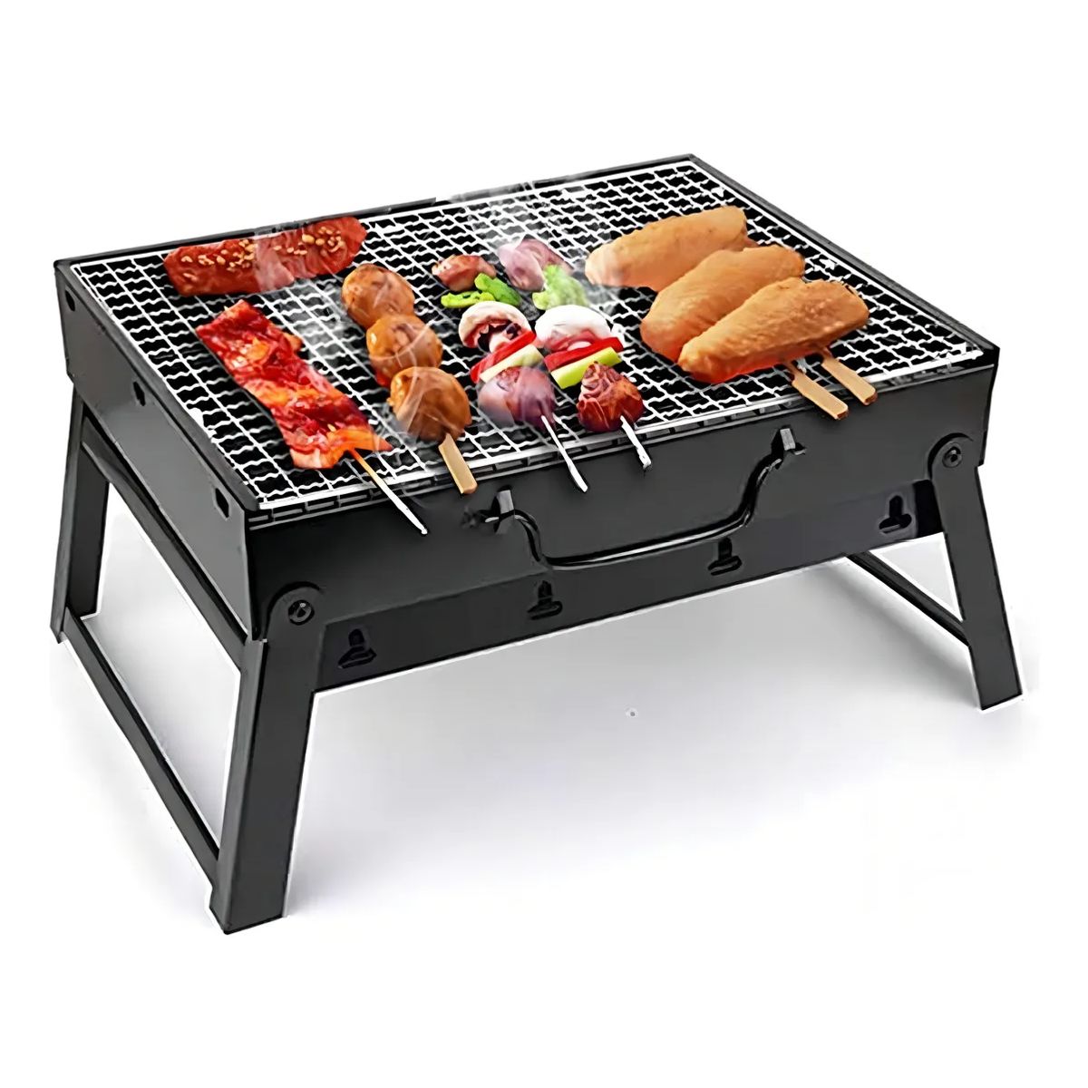 GENERICO - Asador Parrilla Plegable Portátil Camping Carbon Color Negro
