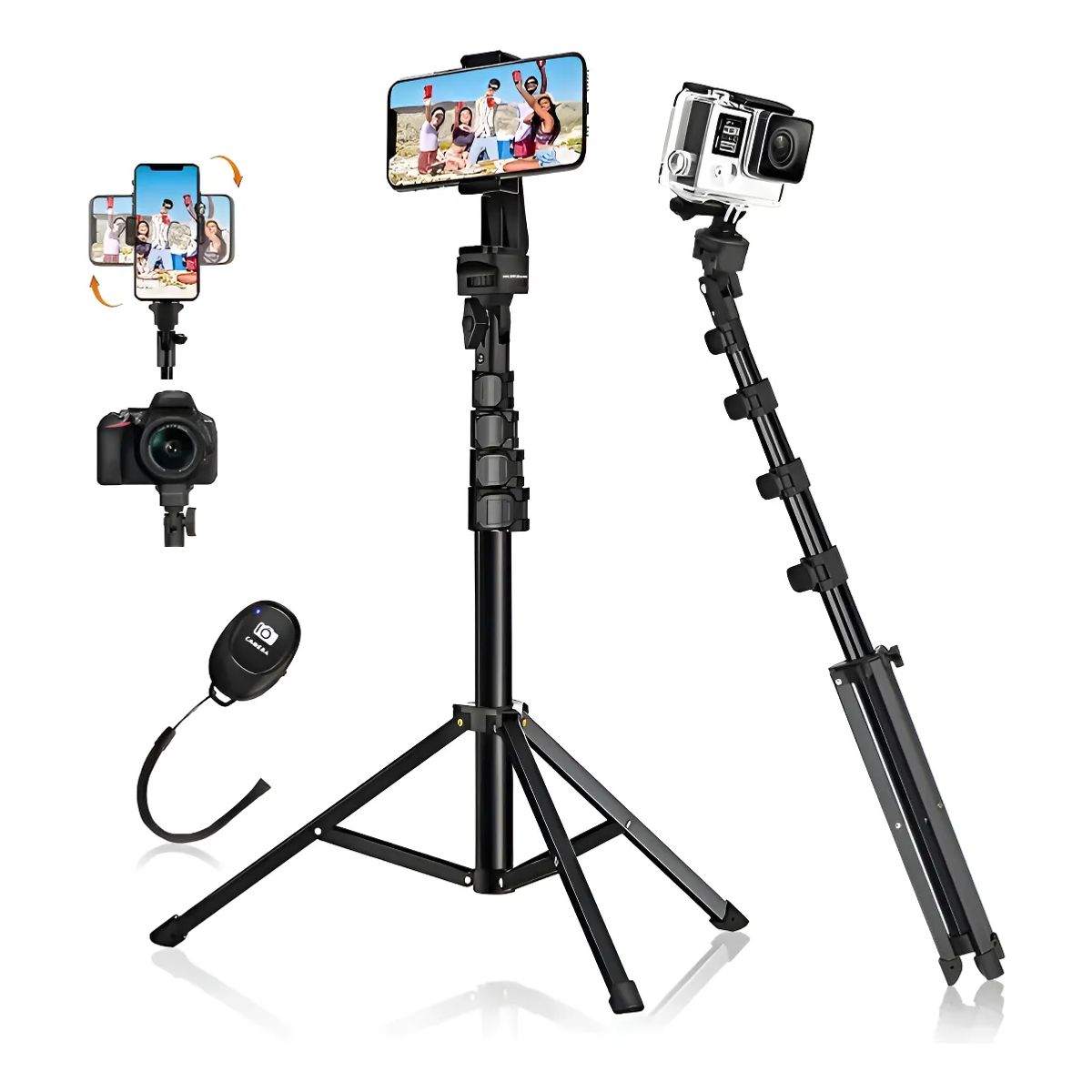 GENERICO - Trípode  Palo Selfie Para iPhone  Celular  Camara Negro