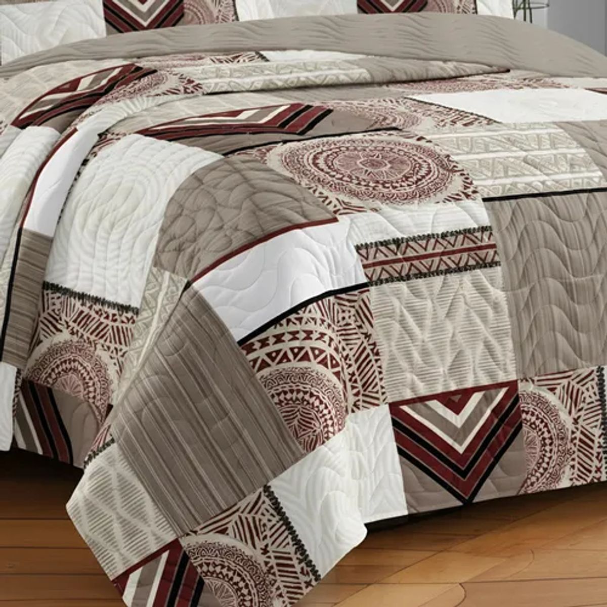 GENERICO - CUBRECAMA DE VERANO KING DISEÑOS MODERNOS ELEGANTES TELA QUILT DELGADO TF