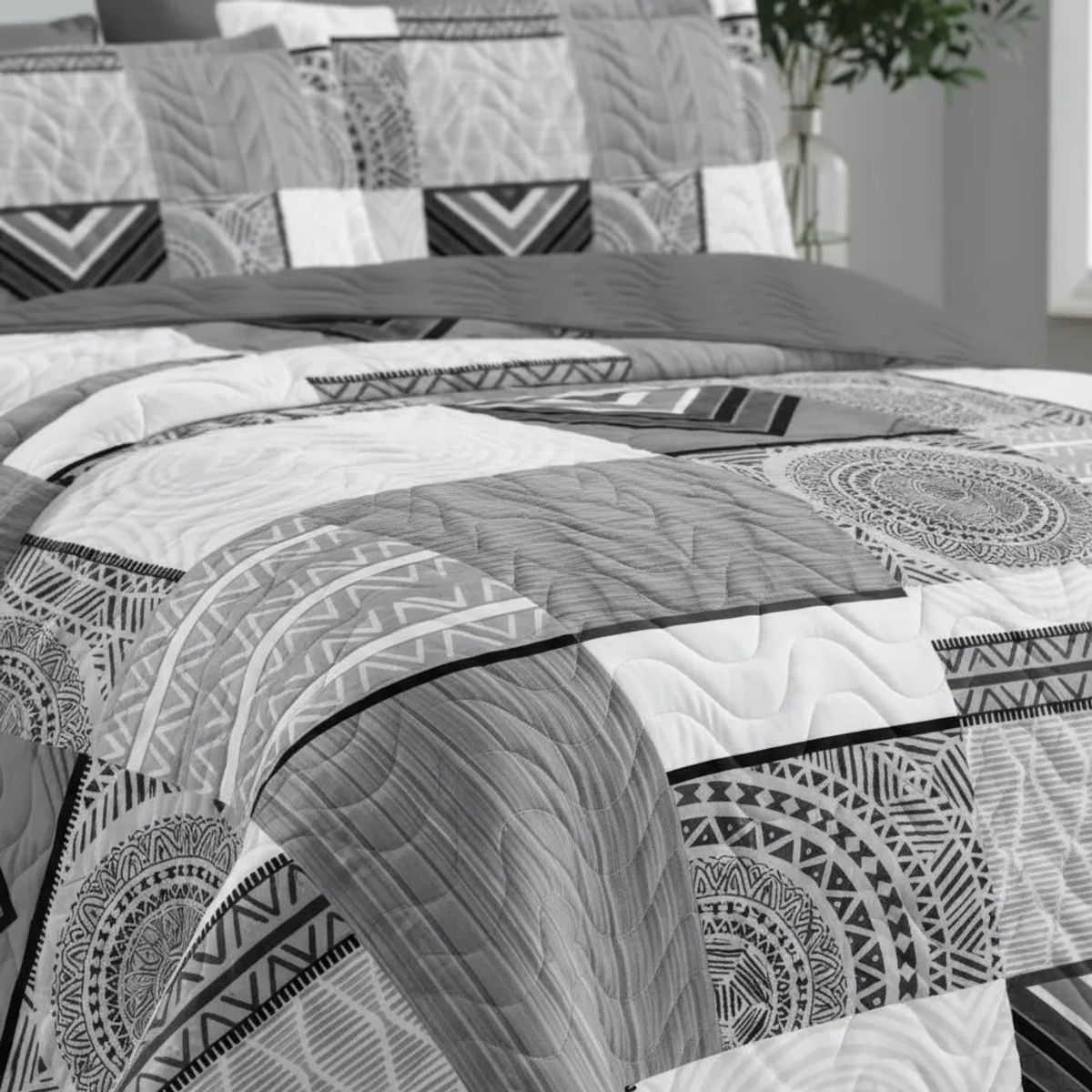 GENERICO - CUBRECAMA DE VERANO KING DISEÑOS MODERNOS ELEGANTES TELA QUILT DELGADO TF