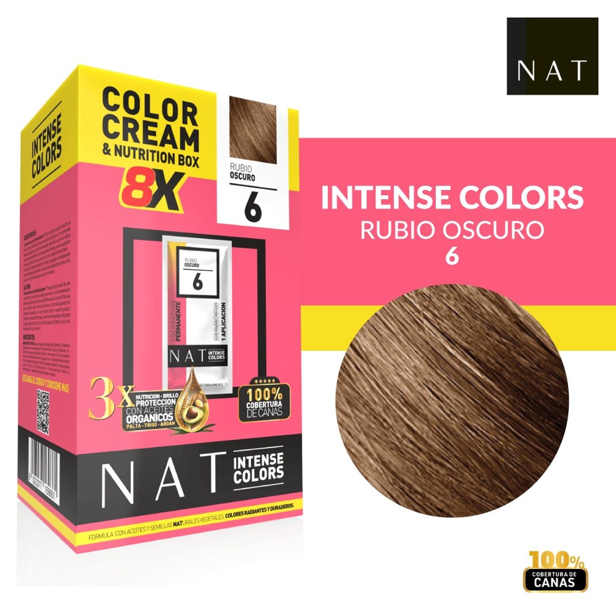 WELLA - Tinte NAT Intense Colors Rubio Oscuro 6 Sachet 50gr + Oxidante 20Vol 60ml