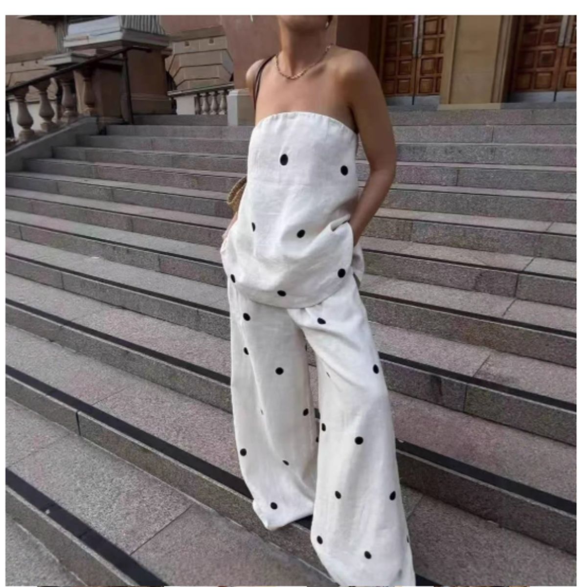 VELVET - Set Dos Piezas Madonna Polka Dot Negro