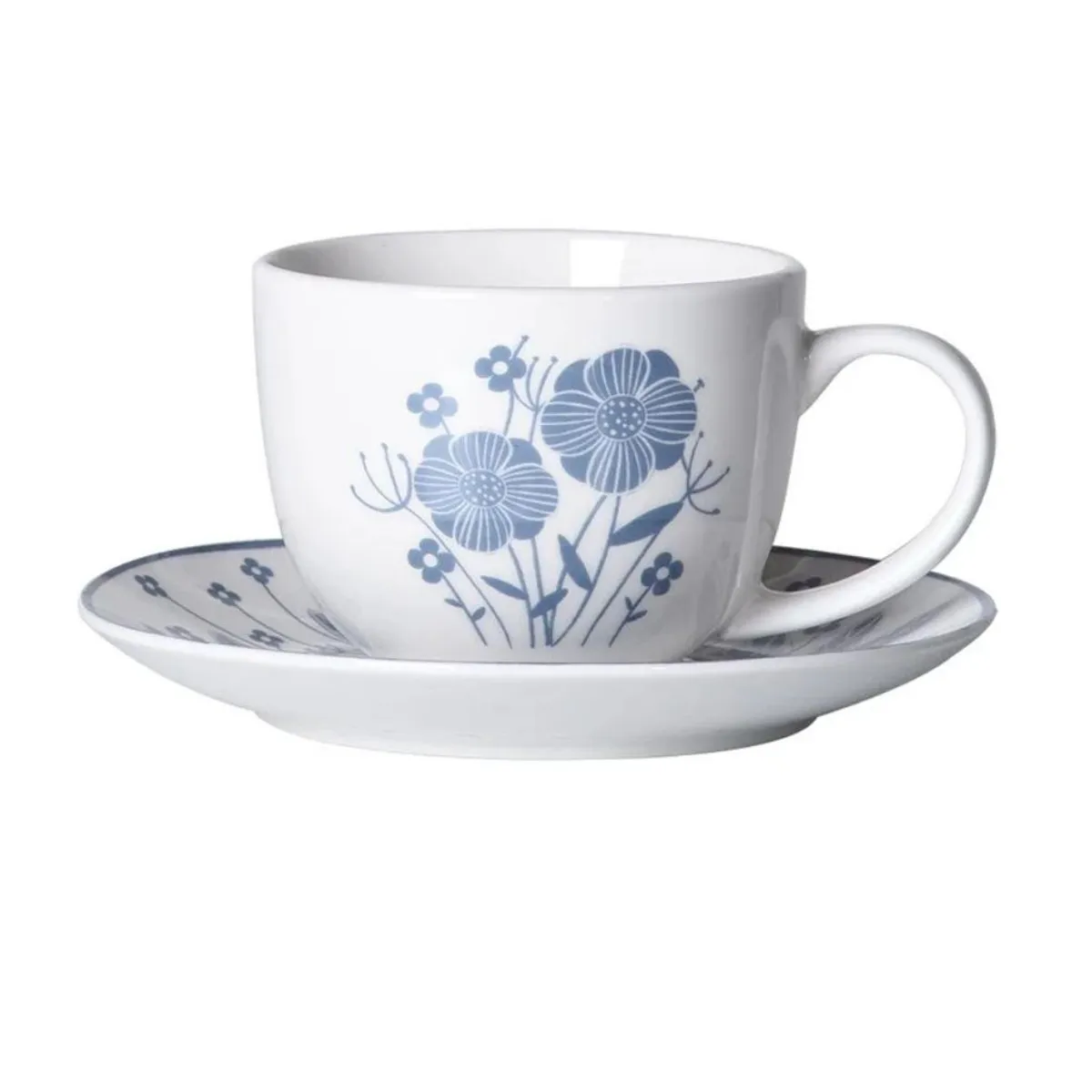 HALLEN - Juego de Vajilla 30 Piezas de Porcelana Decorada Modelo Hannah – Diseño Floral Azul