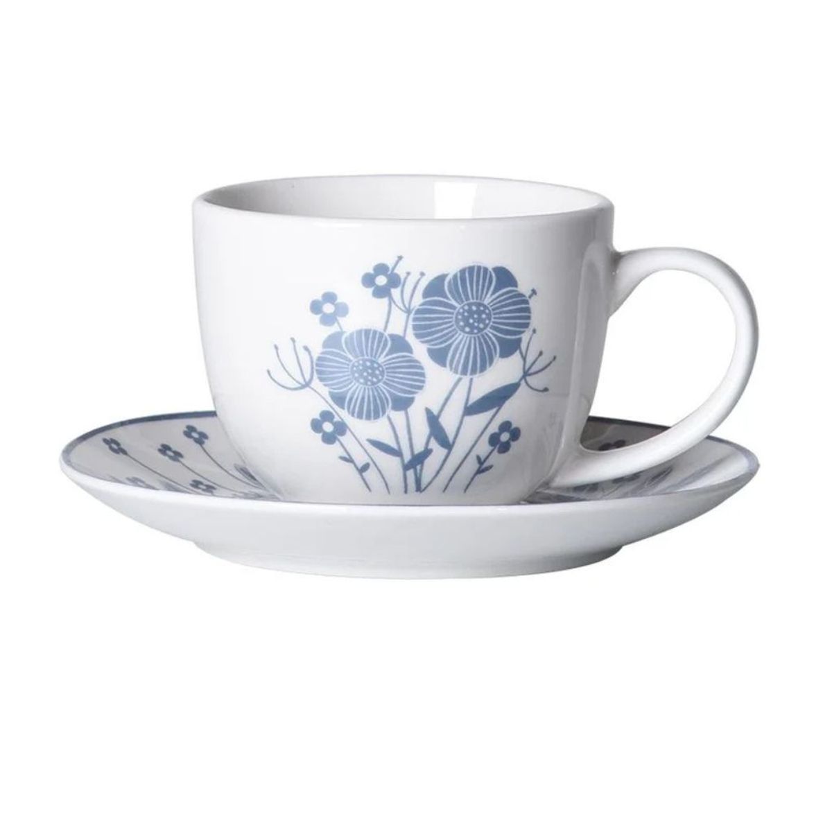 HALLEN - Juego de Vajilla 30 Piezas de Porcelana Decorada Modelo Hannah – Diseño Floral Azul