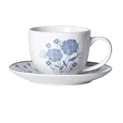HALLEN - Juego de Vajilla 30 Piezas de Porcelana Decorada Modelo Hannah – Diseño Floral Azul