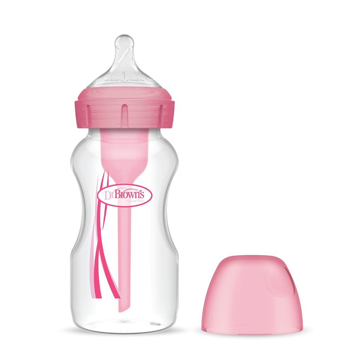 DR BROWN'S - Mamadera Rosa Dr. Brown's Options+ 270ml  Boca Ancha Anticólicos