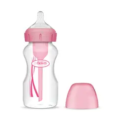 DR BROWN'S - Mamadera Rosa Dr. Brown's Options+ 270ml Boca Ancha Anticólicos