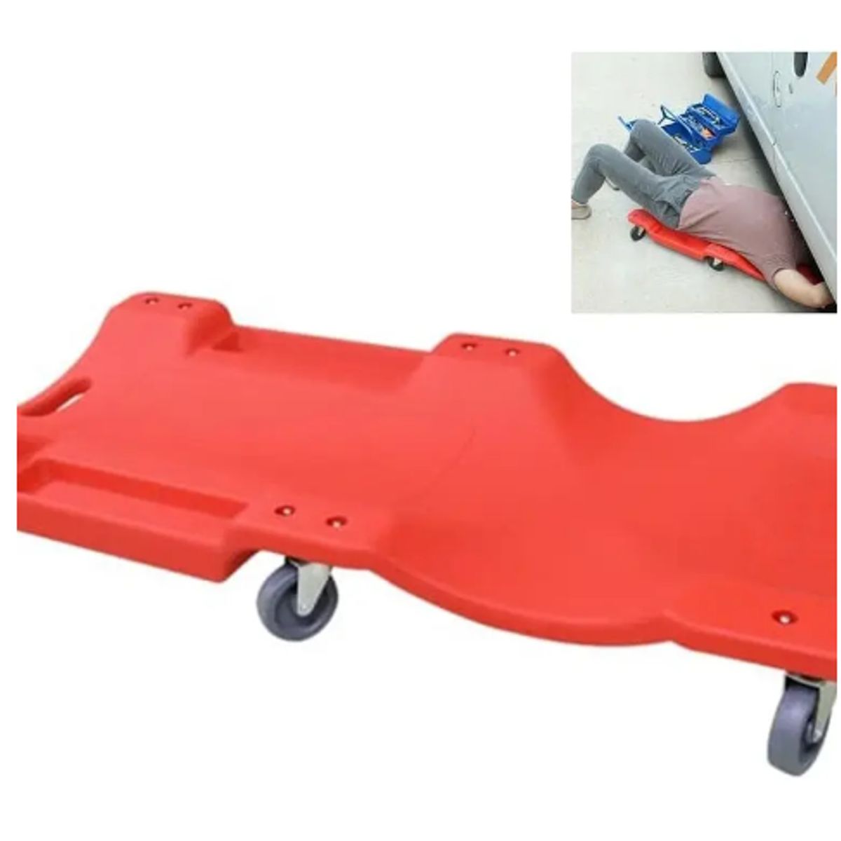 GENERICO - Camilla Plastica Mecanico Con Ruedas Reclinable Roja