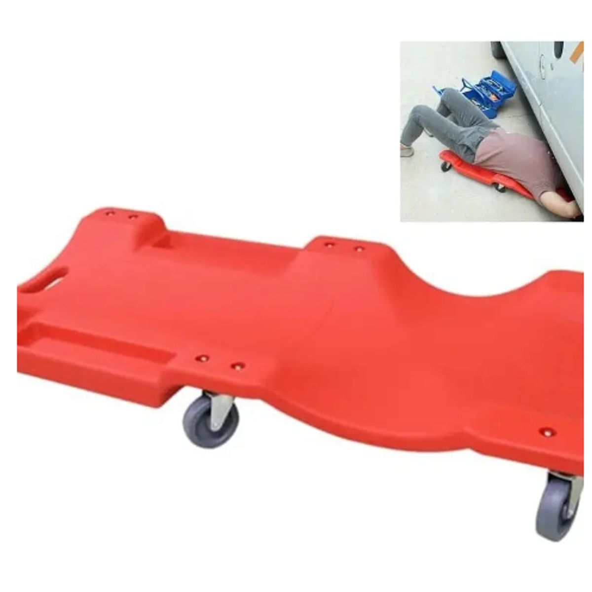 GENERICO - Camilla Plastica Mecanico Con Ruedas Reclinable Roja