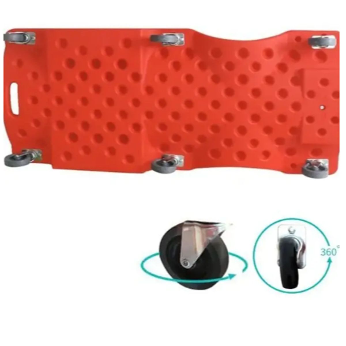 GENERICO - Camilla Plastica Mecanico Con Ruedas Reclinable Roja