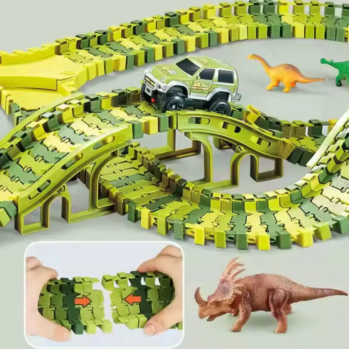 GENERICO - Pista Auto Dinosaurio Flexible Armable Niños 240pzs