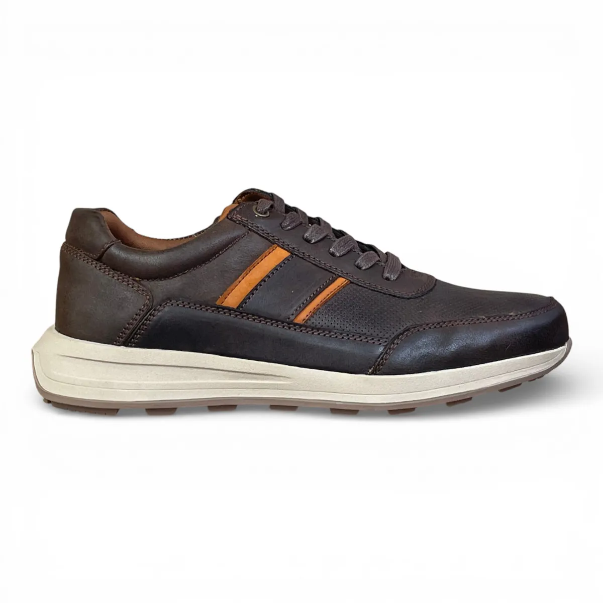 CARBIN - Zapatillas Hombre Cuero Premium Casual Elegante Marrón Confort