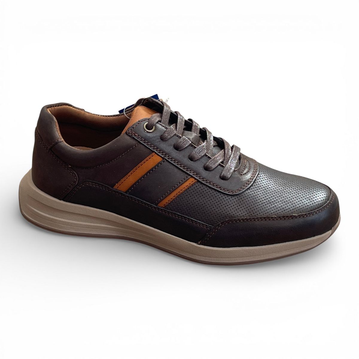 CARBIN - Zapatillas Hombre Cuero Premium Casual Elegante Marrón Confort