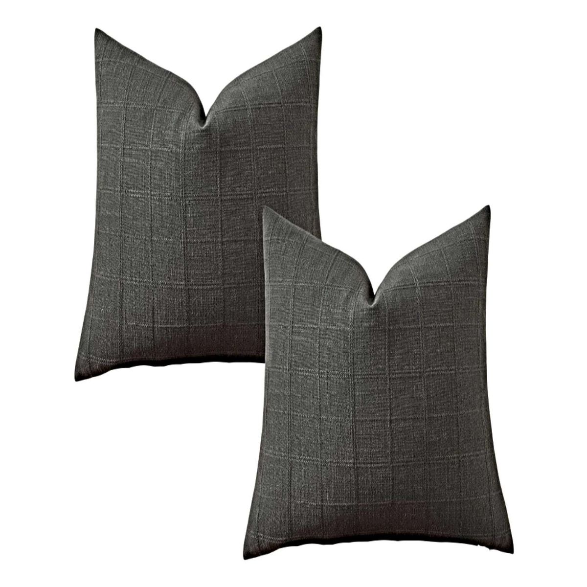 GENERICO - JUEGO DE 2 FUNDAS DE COJIN JACQUARD CUADRILLE 45X45 CM GRIS