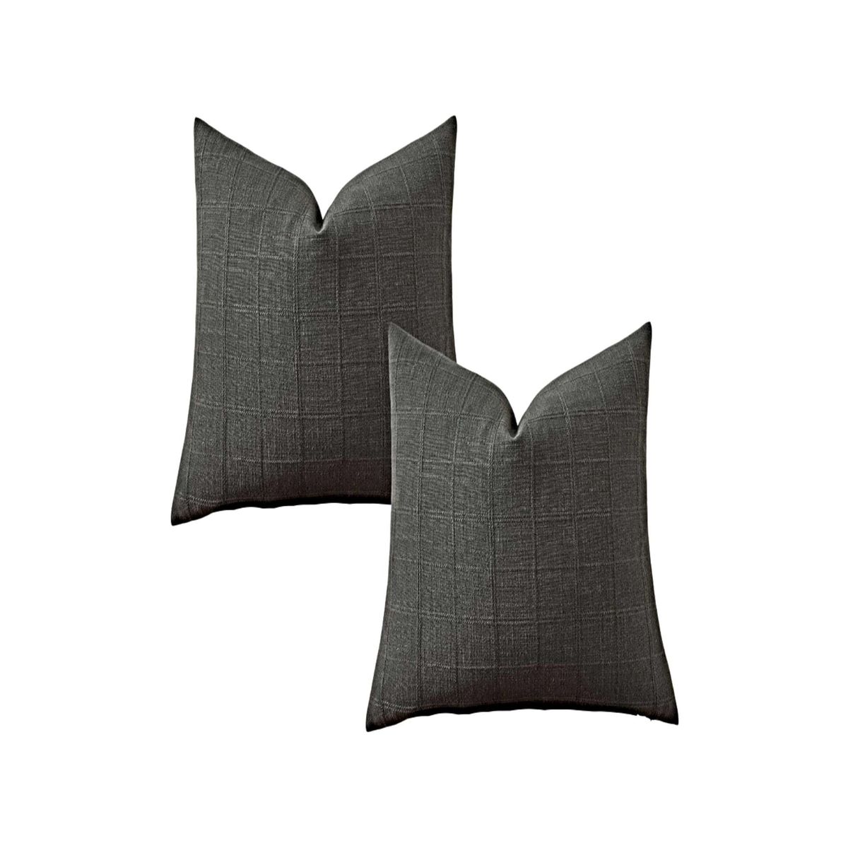 GENERICO - JUEGO DE 2 FUNDAS DE COJIN JACQUARD CUADRILLE 45X45 CM GRIS