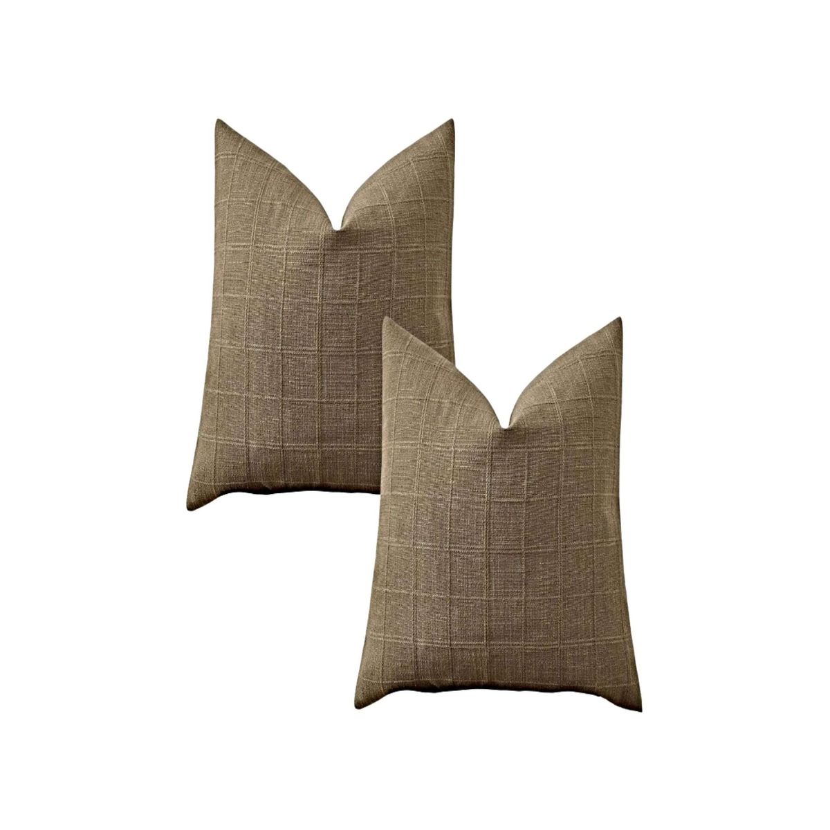 GENERICO - JUEGO DE 2 FUNDAS DE COJIN JACQUARD CUADRILLE 45X45 CM CAFÉ