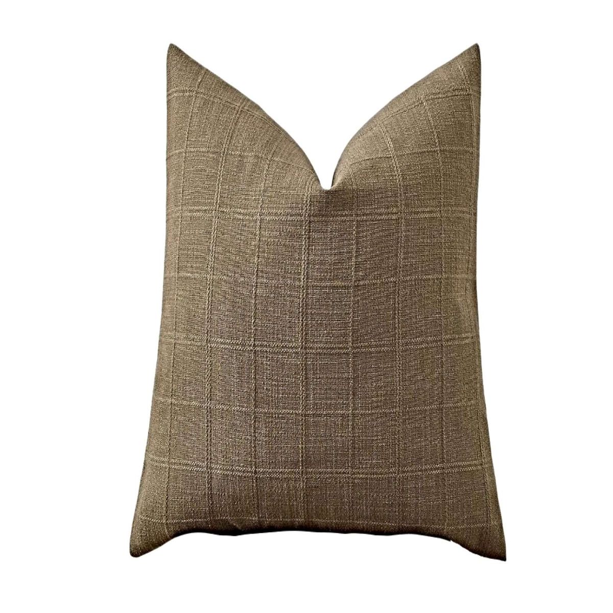 GENERICO - JUEGO DE 2 FUNDAS DE COJIN JACQUARD CUADRILLE 45X45 CM CAFÉ