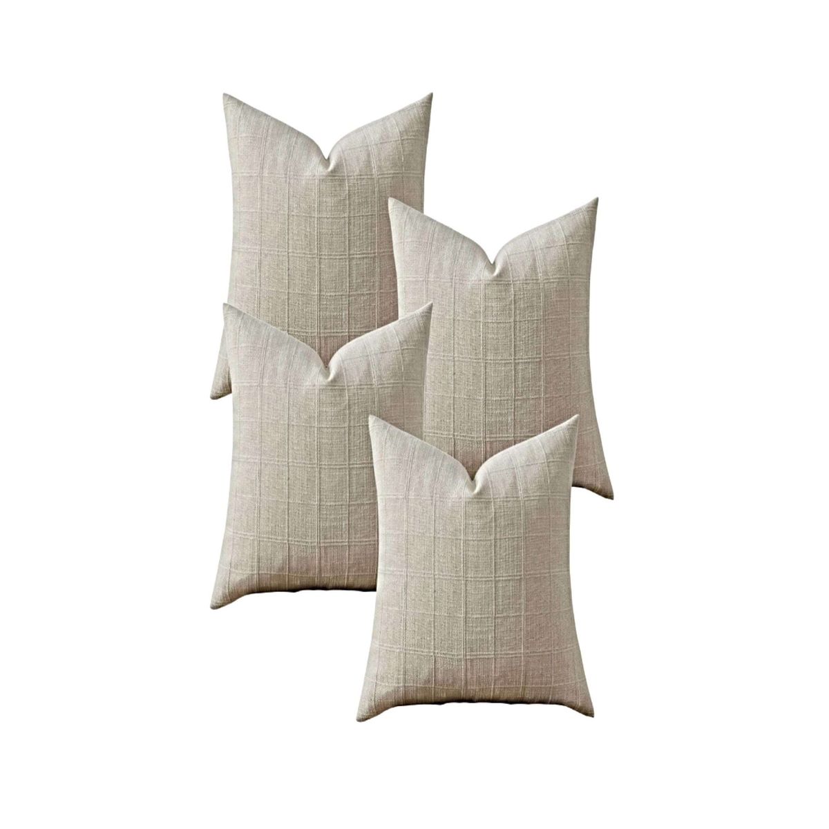 GENERICO - JUEGO DE 4 FUNDAS DE COJIN JACQUARD CUADRILLE 45X45 CM BLANCO