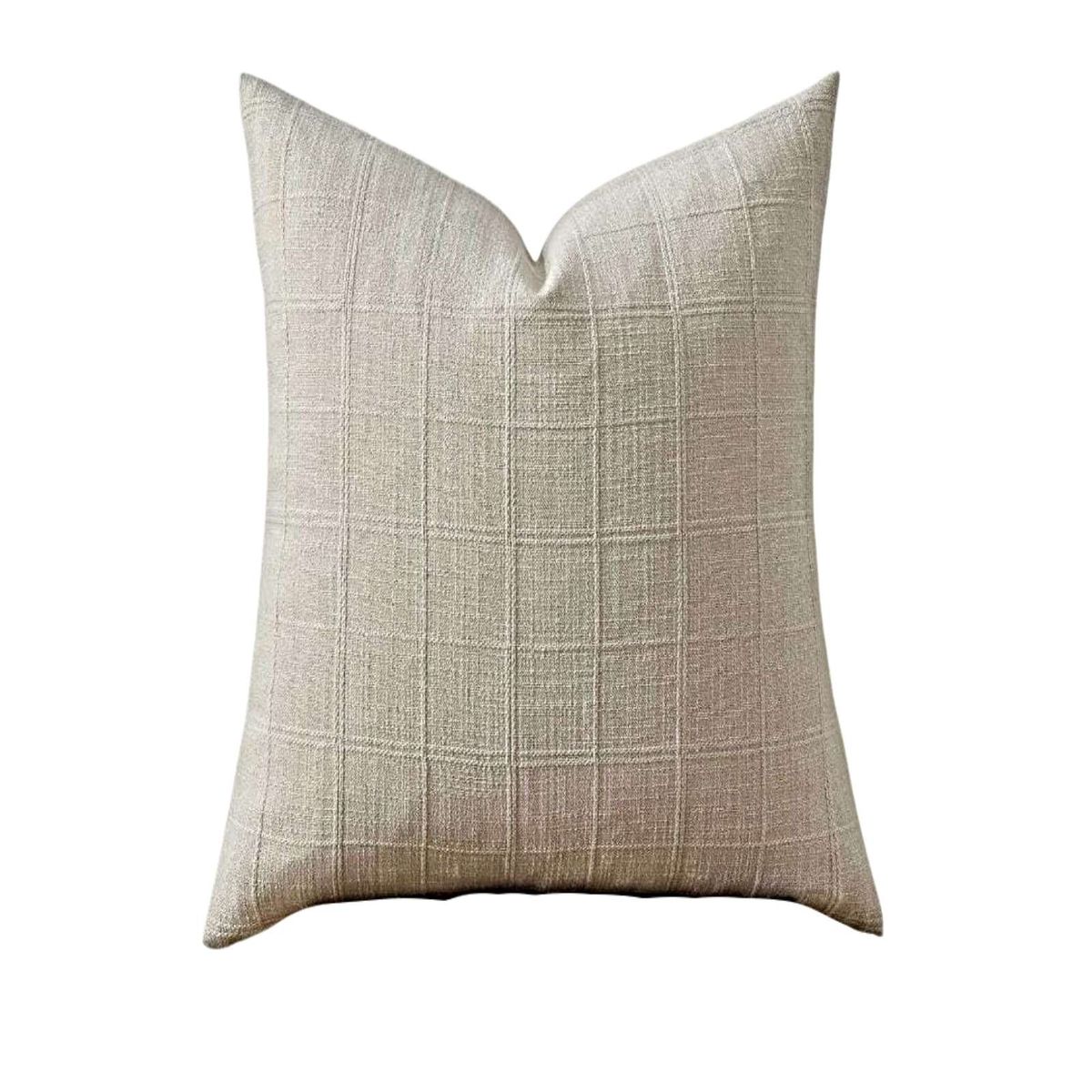 GENERICO - JUEGO DE 4 FUNDAS DE COJIN JACQUARD CUADRILLE 45X45 CM BLANCO