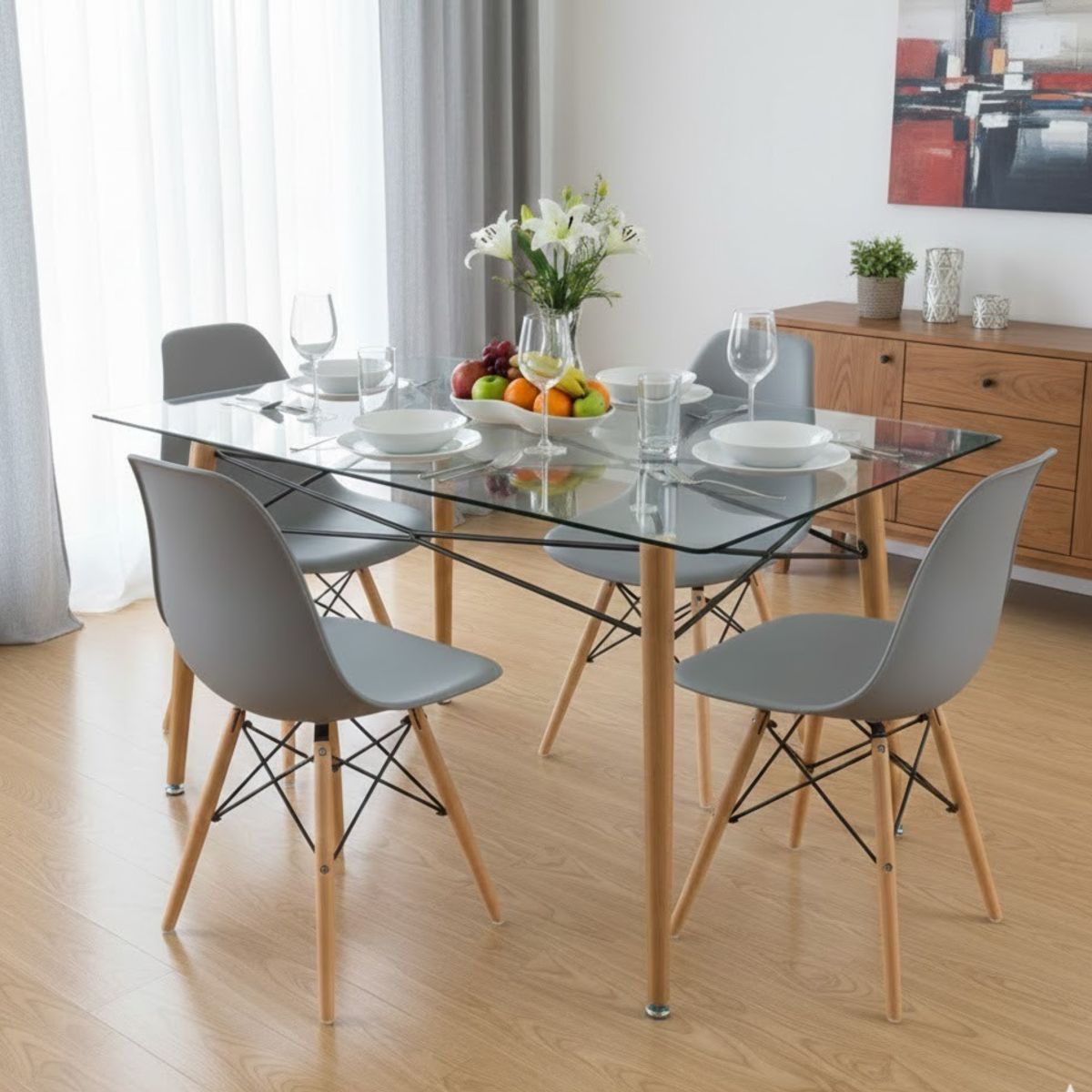 CORI CORI - Comedor Mesa Crox 140x80cms + 4 Sillas Eames