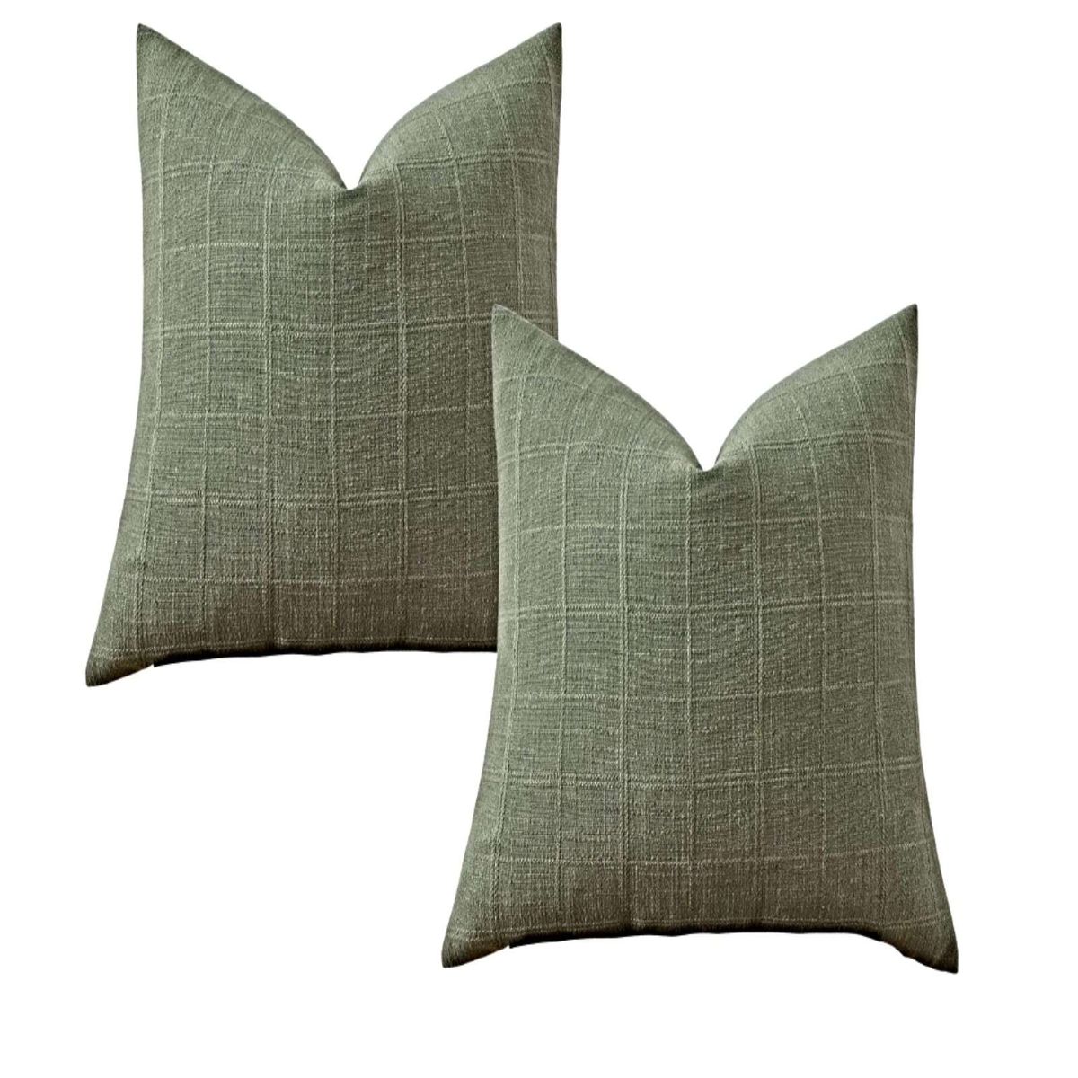 GENERICO - PACK DE 2 FUNDAS DE COJIN JACQUARD CUADRILLE 45X45 CM VERDE