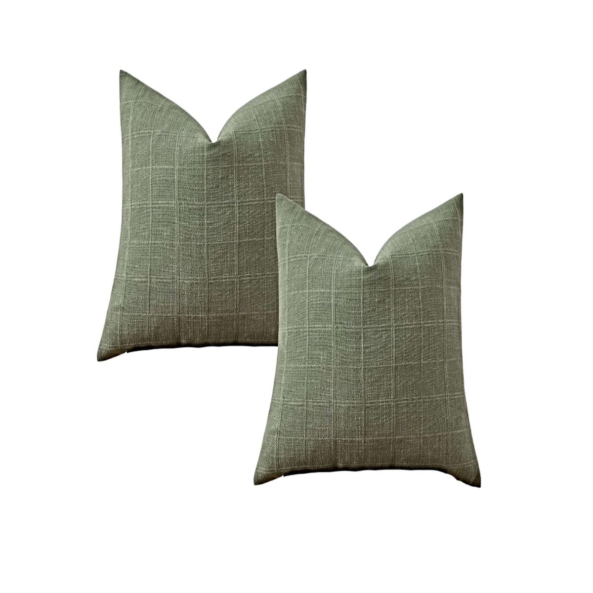 GENERICO - PACK DE 2 FUNDAS DE COJIN JACQUARD CUADRILLE 45X45 CM VERDE