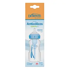 DR BROWN'S - Mamadera Anticólicos Boca Ancha Azul 270ml Dr Brown´s
