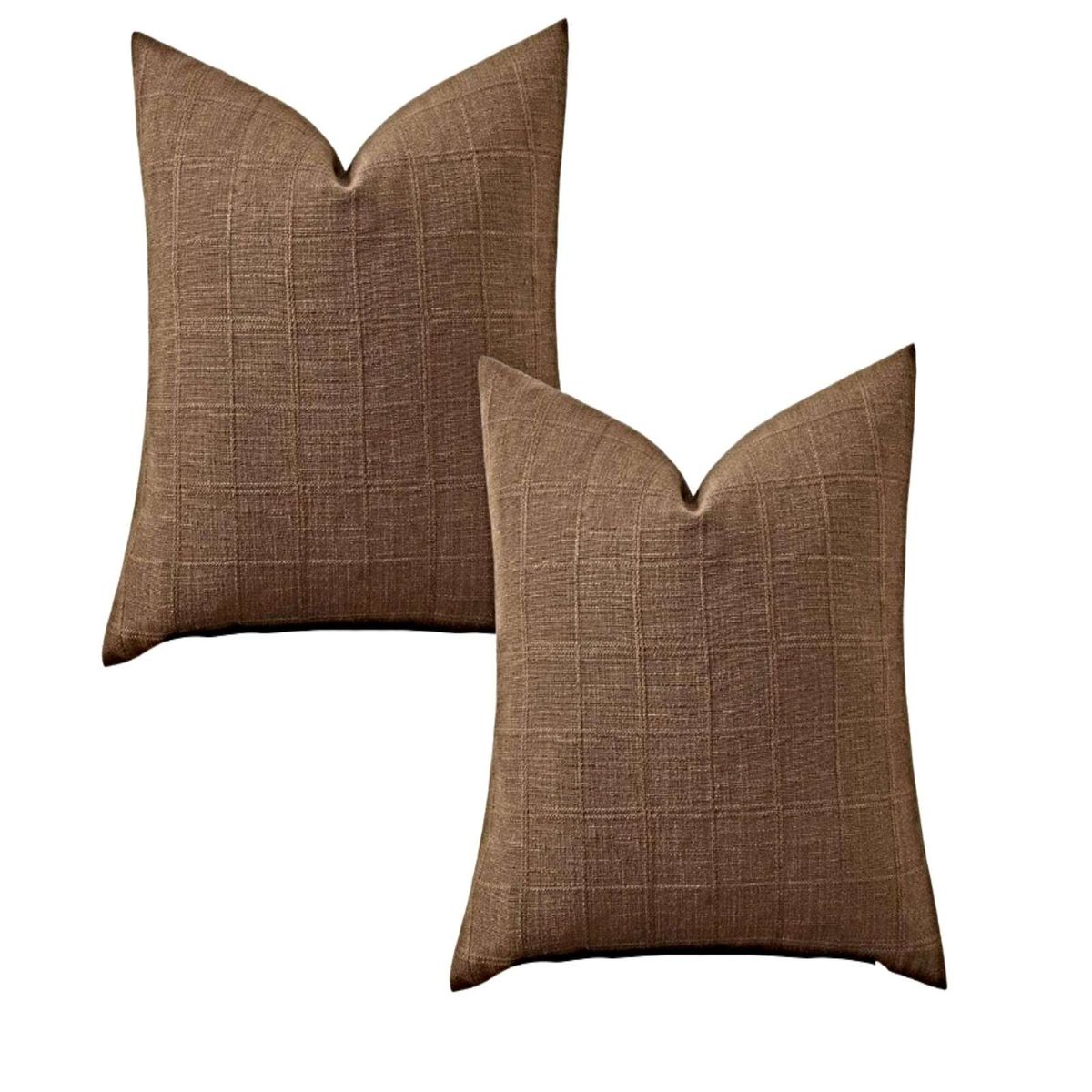 GENERICO - SET DE 2 FUNDAS DE COJIN JACQUARD CUADRILLE 45X45 CM MARRON