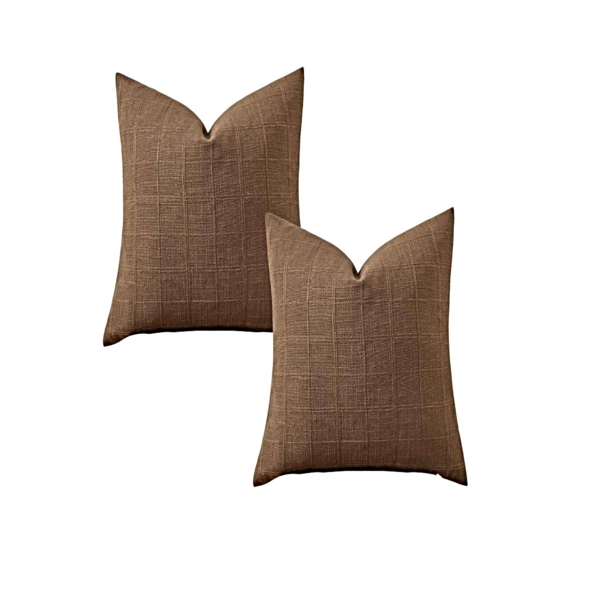 GENERICO - SET DE 2 FUNDAS DE COJIN JACQUARD CUADRILLE 45X45 CM MARRON
