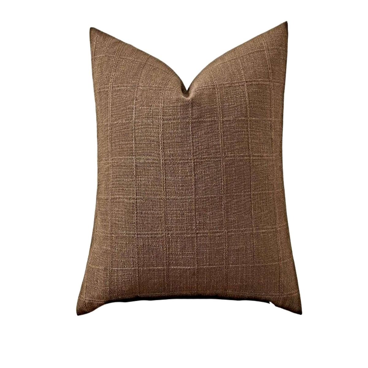 GENERICO - SET DE 2 FUNDAS DE COJIN JACQUARD CUADRILLE 45X45 CM MARRON