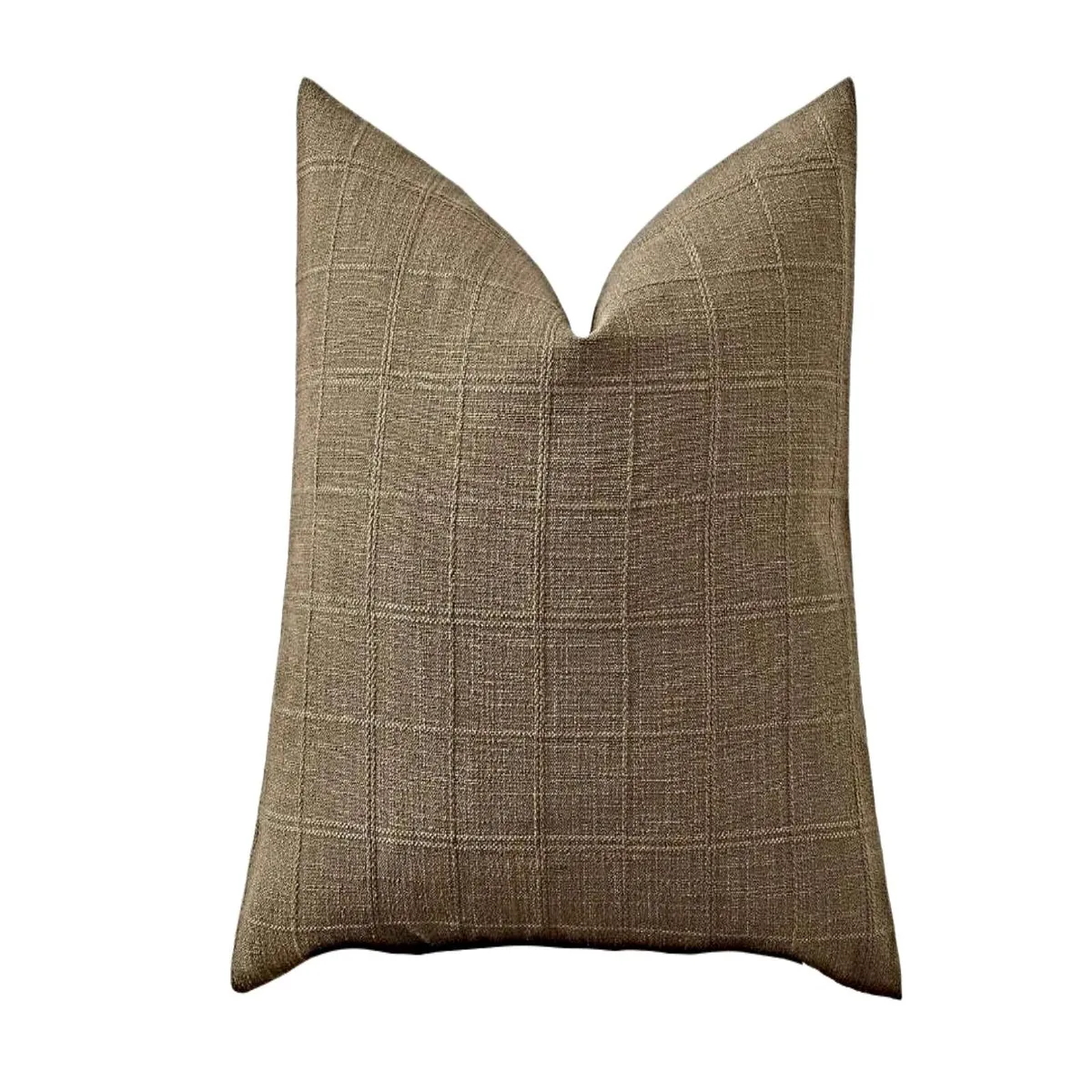 GENERICO - SET DE 2 FUNDAS DE COJIN JACQUARD CUADRILLE 45X45 CM CAFÉ