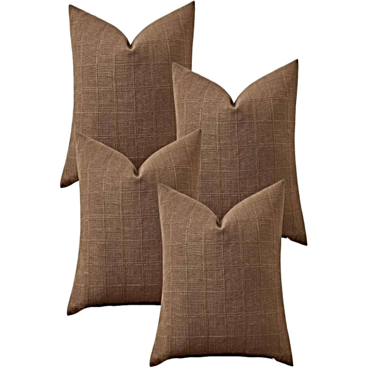 GENERICO - SET DE 4 FUNDAS DE COJIN JACQUARD CUADRILLE 45X45 CM MARRON