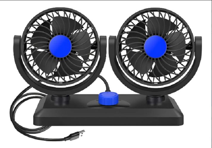 GENERICO Ventilador doble para Automóvil Ajustable12v Accesorio Vehículo 360° 13cm