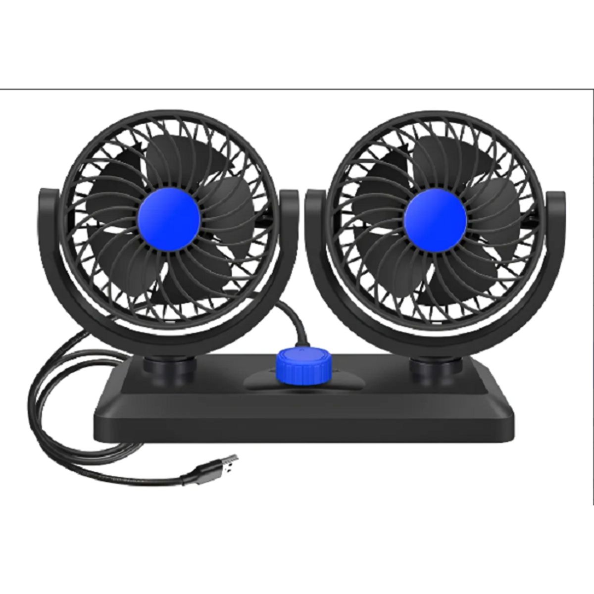 GENERICO - Ventilador doble para Automóvil Ajustable12v Accesorio Vehículo 360° 13cm