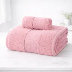 GARSIL - Set 2 Toalla de Baño 100% Algodón Grueso Premium Rosado