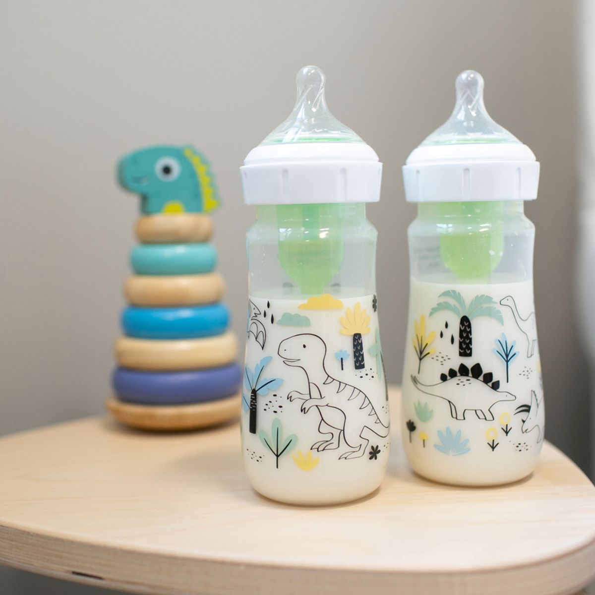 DR BROWN'S - Pack 2 Mamaderas Dr. Brown's Anticólicos Boca Ancha 270ml Dinosaurios