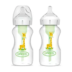 DR BROWN'S - Pack 2 Mamaderas Dr. Brown's Anticólicos Boca Ancha 270ml Diseño Jirafa