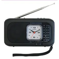 GENERICO - Radio Portátil Fm/am 3 Bandas Con Reloj Linterna Color Negro