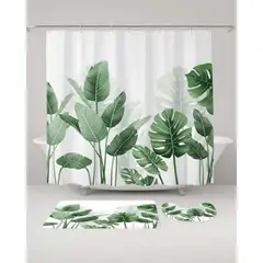 GENERICO - Juego 5 piezas con Cortina de baño de Tela Poliéster y Forro de Ducha de Plástico