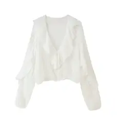 VELVET - Blusa con Volantes Véneta Blanca
