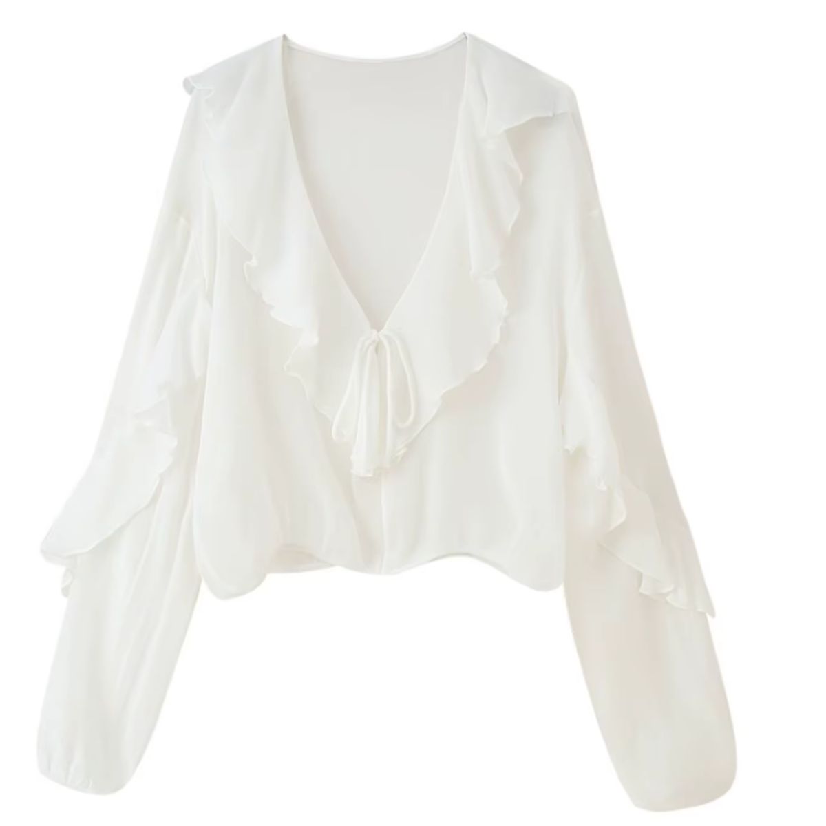 VELVET - Blusa con Volantes Véneta Blanca