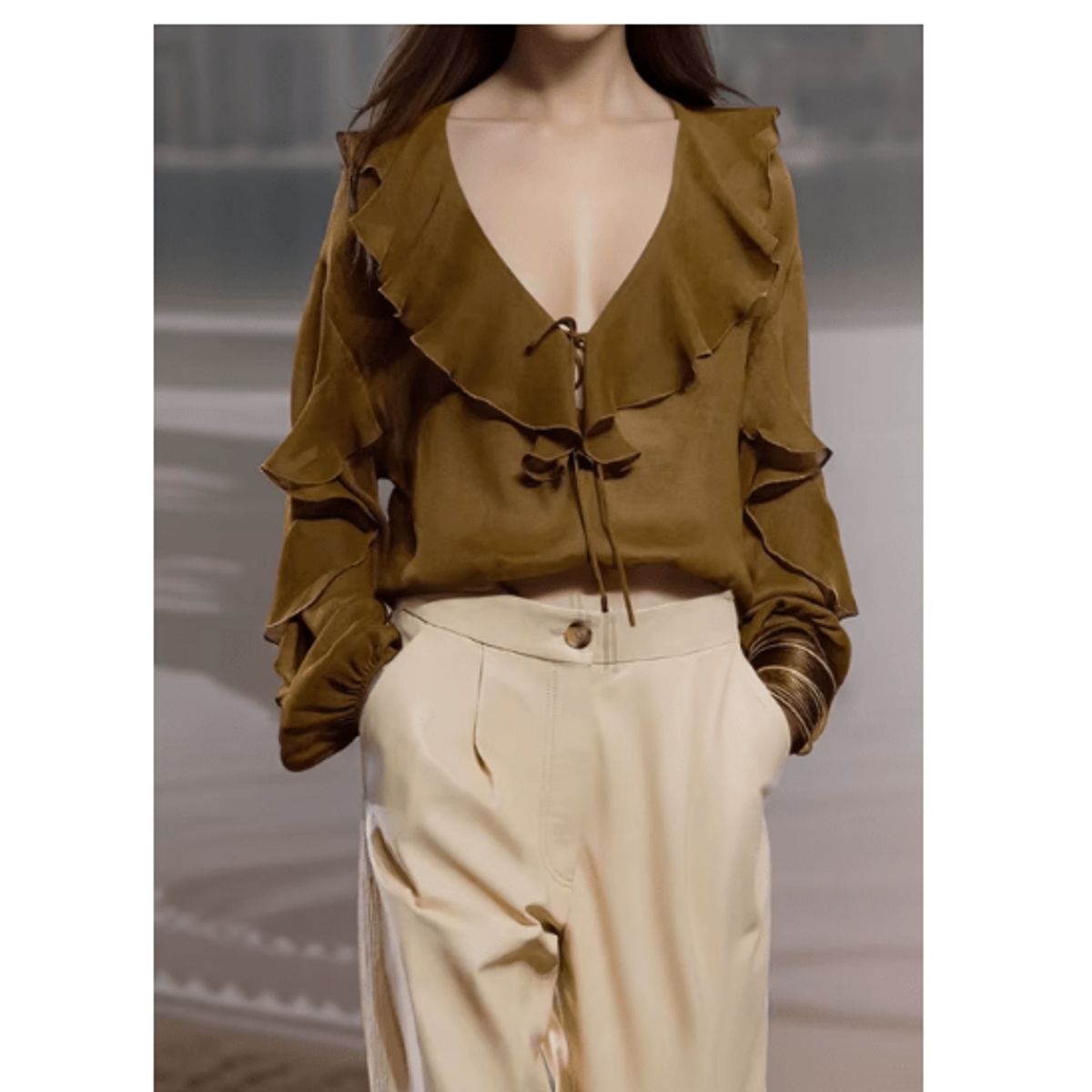 VELVET - Blusa con Volantes Véneta Blanca