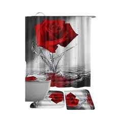 GENERICO - Set de baño 5 piezas Cortina mas Alfombras mas forro de ducha