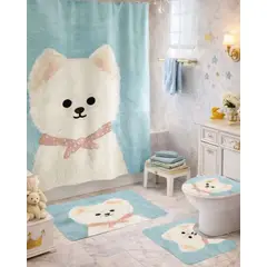 GENERICO - Juego 5 piezas con Cortina de baño de Tela Poliéster y Forro de Ducha de Plástico